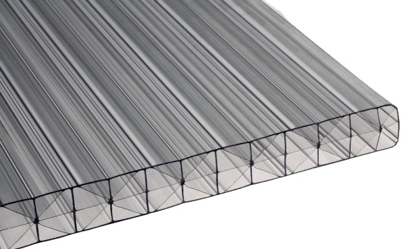 16 mm Stegplatte aus Polycarbonat, Graphit-Grau, Struktur 3-fach + X