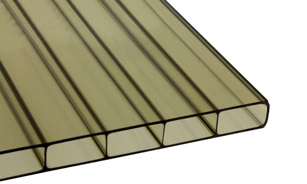 16 mm R.GLAS® Acrylglas-Stegplatte, 32 mm Stegabst., Braun-Bronze, Struktur 2-fach